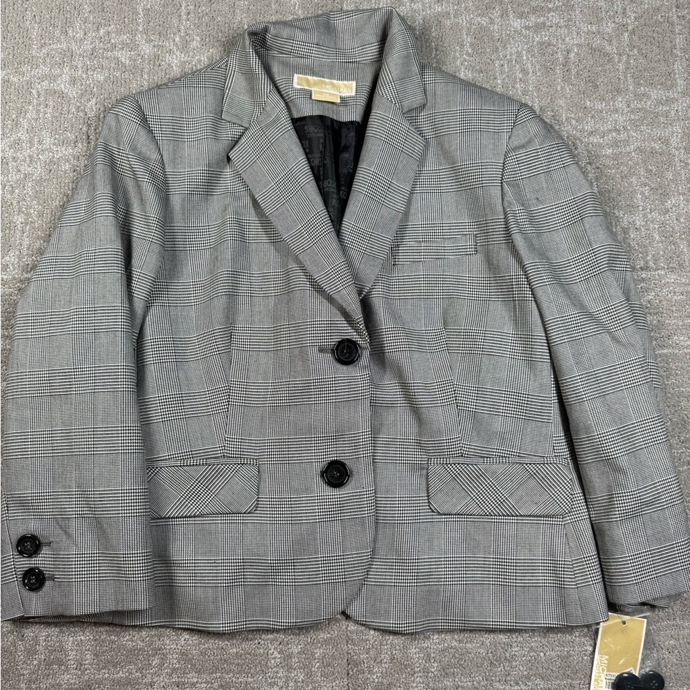 Michael Kors NWT Black and White Blazer Cropped Jacket Womens Size 14